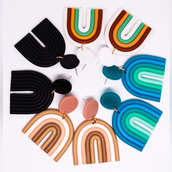 #001 Rainbow clay earrings - Picture 1 of 5